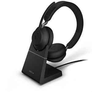 Jabra Evolve2 65 MS Stereo - Cuffie con microfono - on-ear - Bluetooth - senza fili - USB-C - isolamento dal rumore - nero - con supporto di ricarica